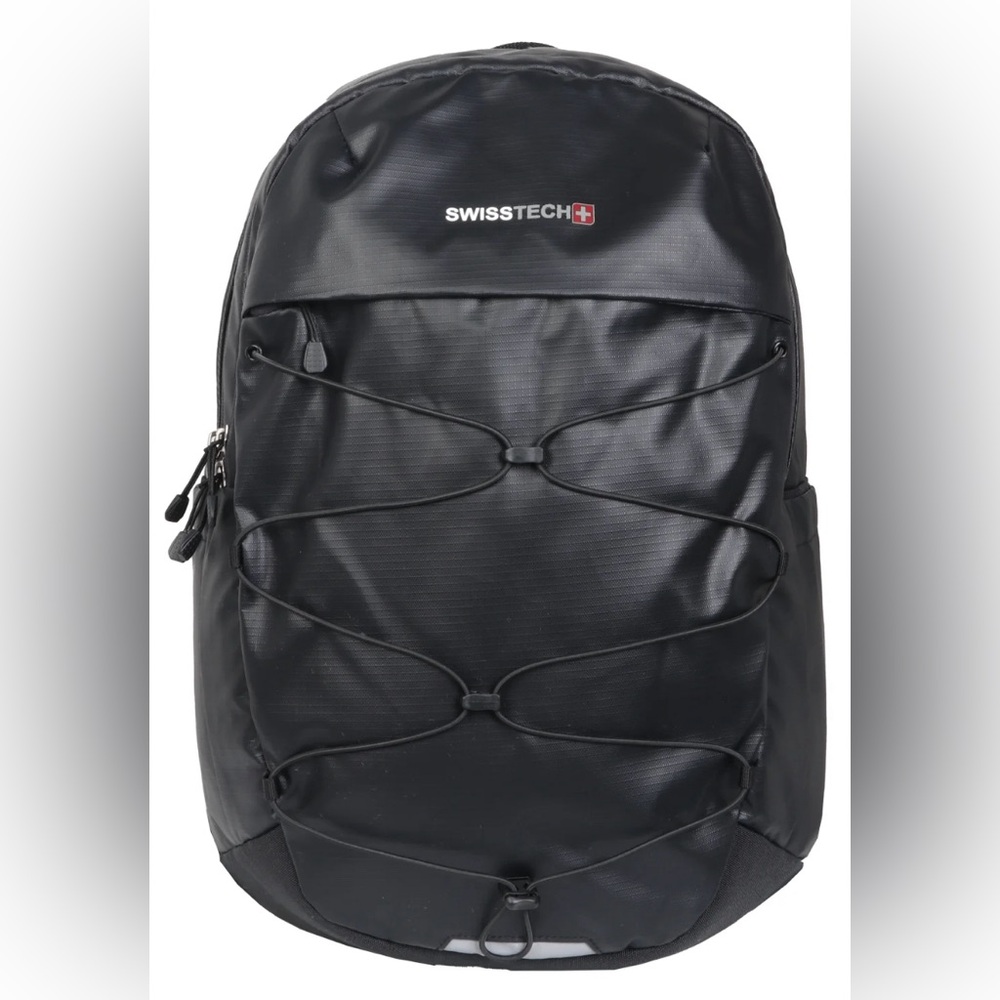 Swiss Tech Unisex Bungee 20 Liter Backpack for School or Work, Black